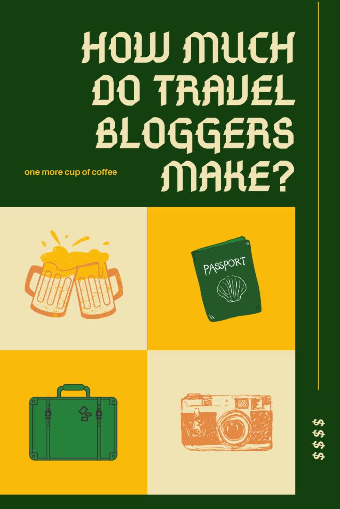 how much do travel bloggers make pinterest graphic in green and yellow squares with travel graphics