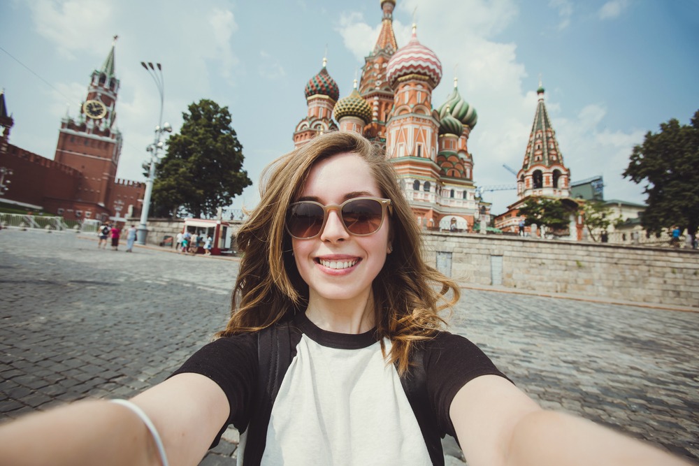 young woman facing camera in st. petersburg russia