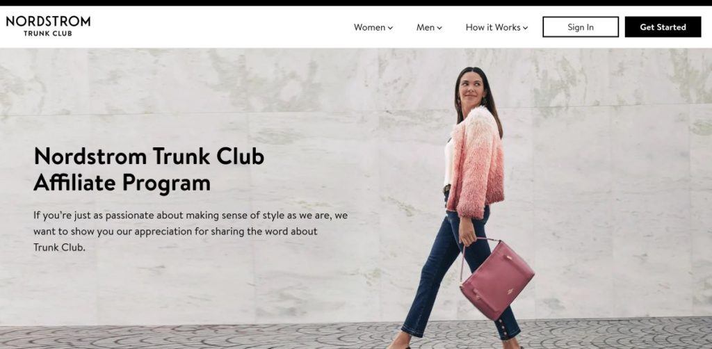 nordstrom trunk club affiliate program signup screenshot