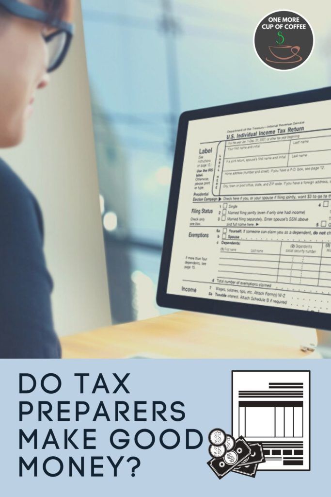 woman preparing taxes on computer with text "do tax preparers make good money"