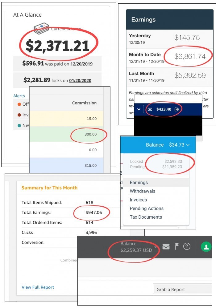 25k earnings screenshots from affiliate marketing