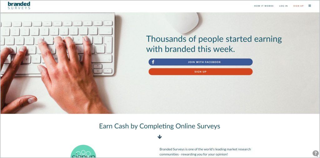 screenshot of Branded Surveys web page