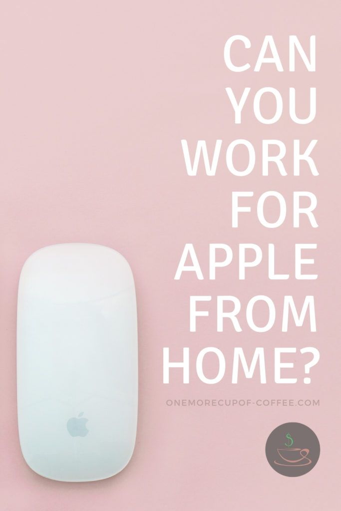 apple mouse on a pink background with white bold text, "Can You Work For Apple From Home"