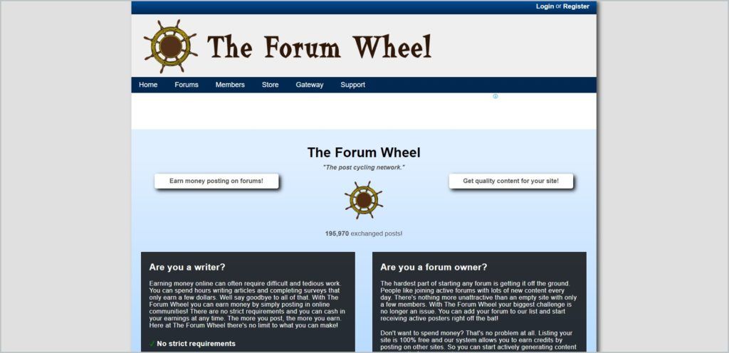 screenshot of The Forum Wheel web page