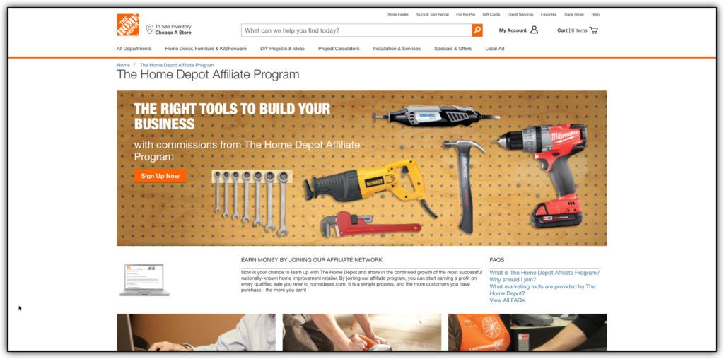 home depot affiliate programma