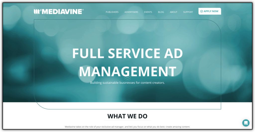 mediavine homepage screenshot