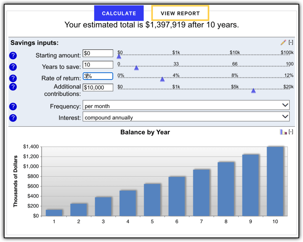 savings rate and 3 percent return