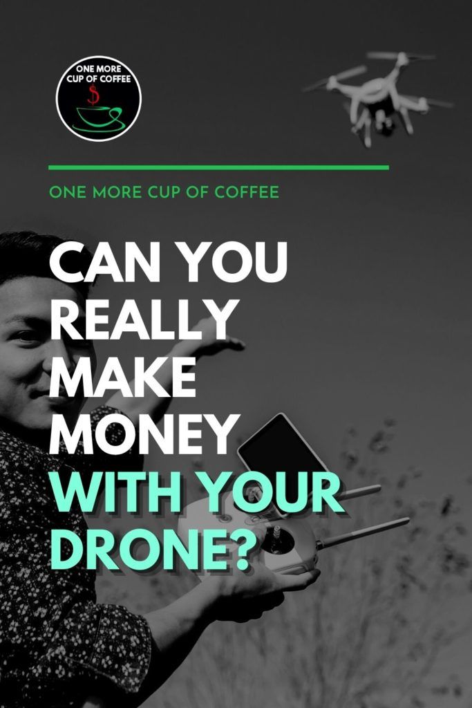 black and white image of a man point to the drone he's controlling, with text overlay 