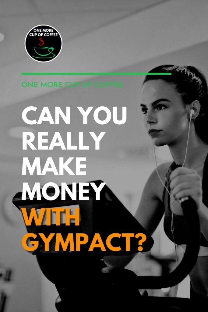 black and white half-body image of a woman on a treadmill with her earphone on; with text overlay "Can You Really Make Money with GymPact?"