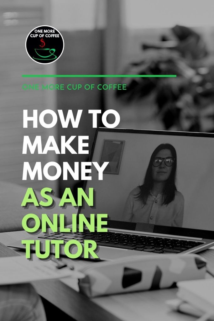 black and white image of an open laptop currently in a video call; with text overlay "How To Make Money As An Online Tutor"