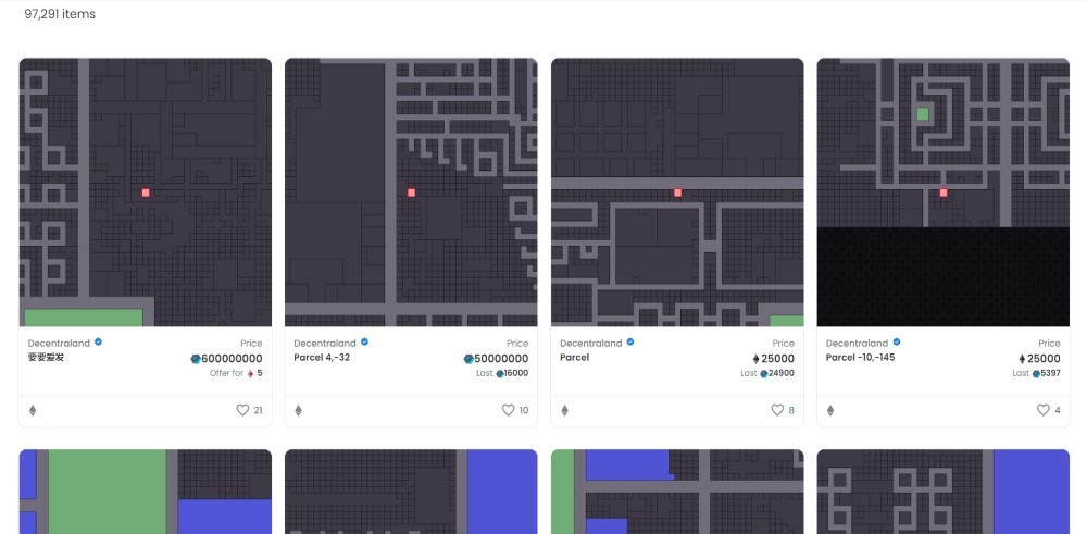 NFT listing page for the Decentraland NFT collection