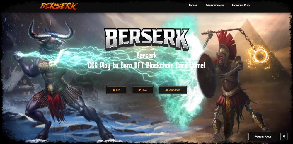 Berserk NFT card trading game logo and information