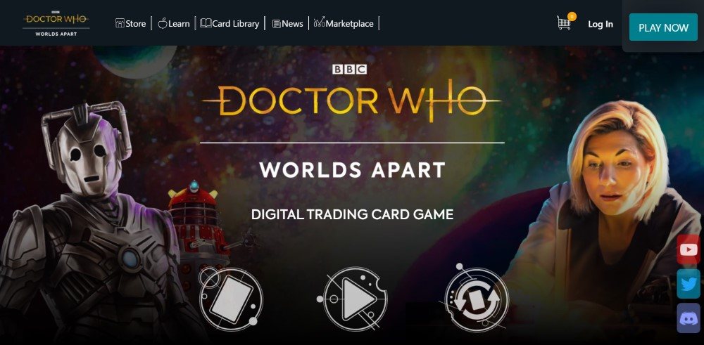 Site logo for the Doctor Who: Worlds Apart NFT card trading game.