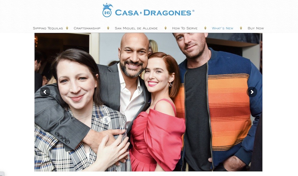 Casa Dragones' website features two smiling women and two smiling men. 