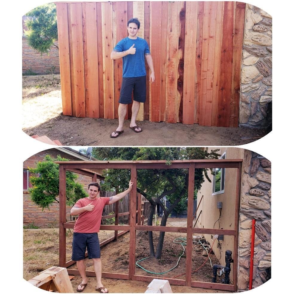 before and after results of building a fence.