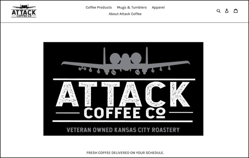 Attack Coffee homepage screenshot