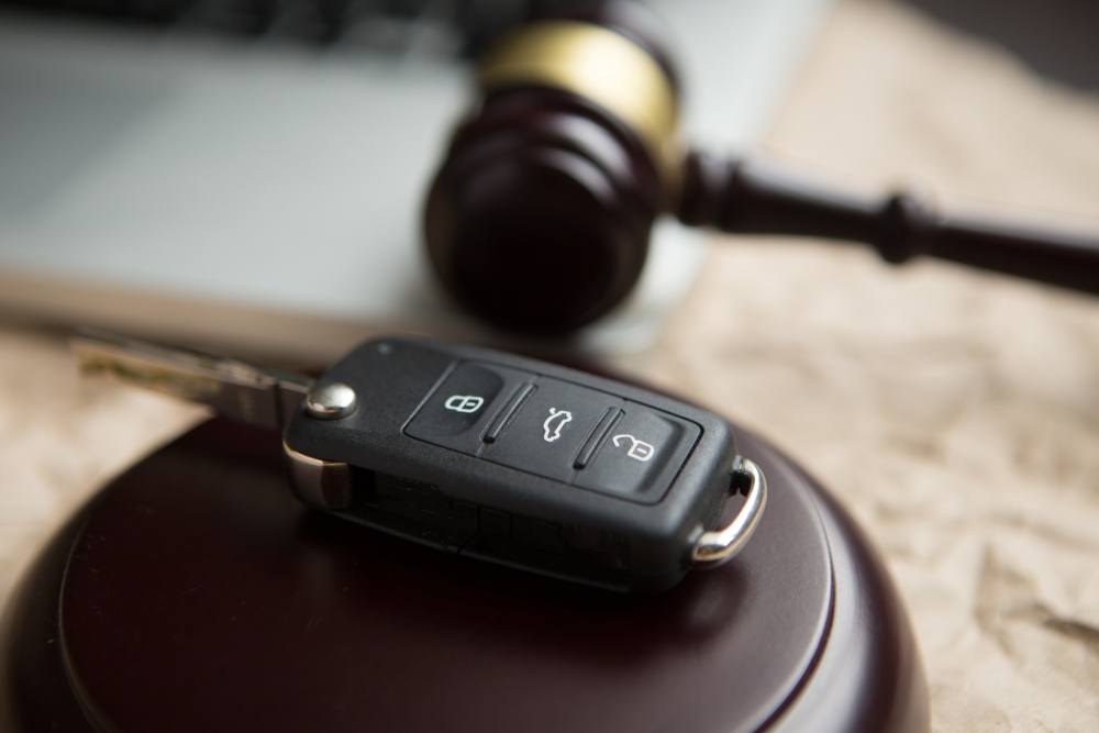 Car key on a table at an auction