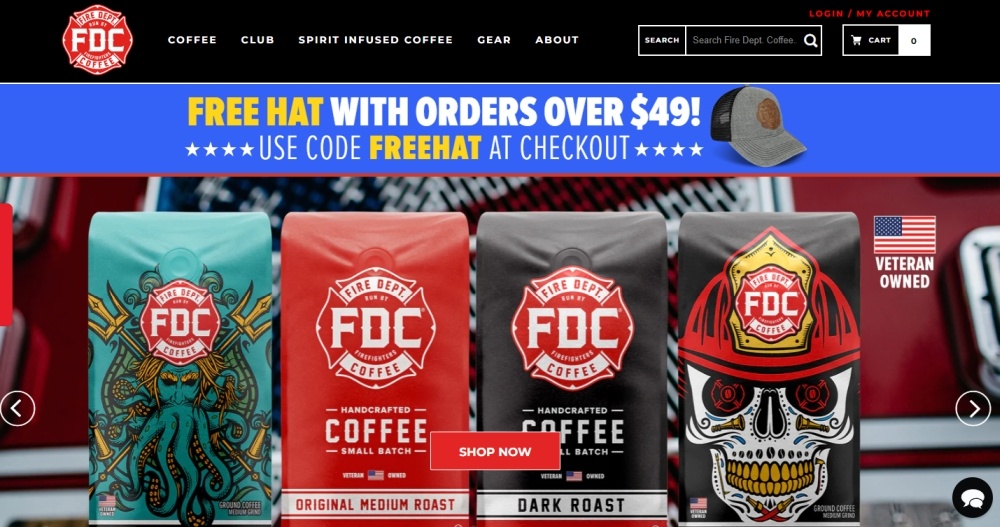 Fire Department Coffee homepage screenshot