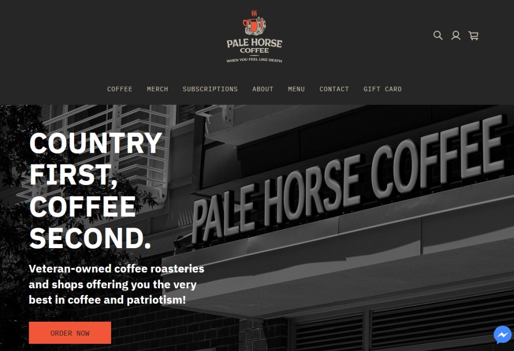 Pale Horse Coffee homepage screenshot