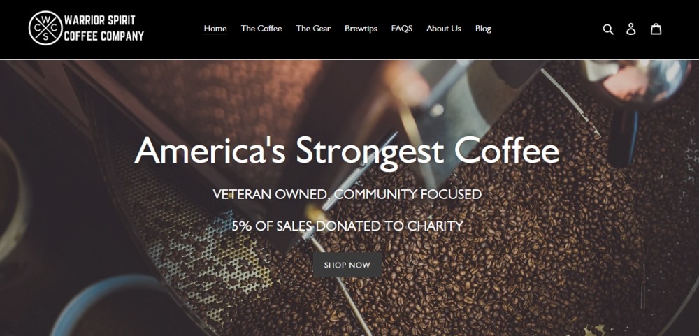 Warrior Spirit Coffee homepage screenshot