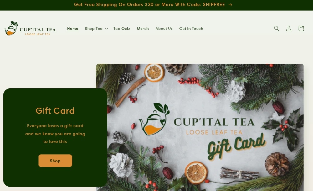 Cup'ital Tea homepage screenshot