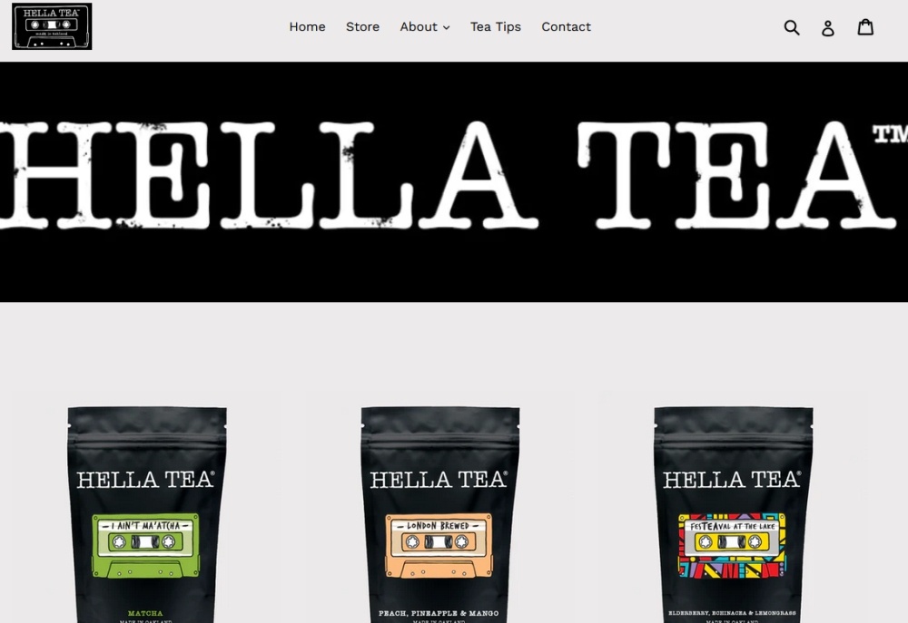 Hella Tea homepage screenshot