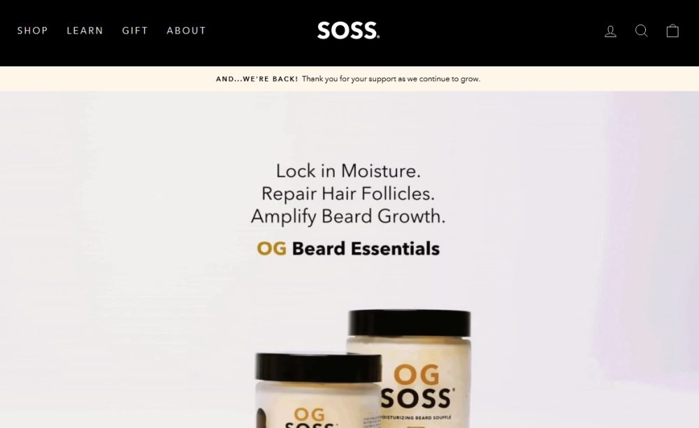 SOSS homepage screenshot