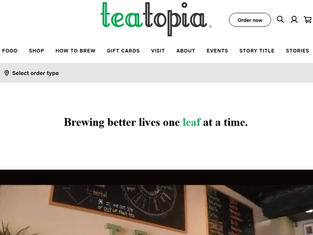 Teatopia homepage screenshot