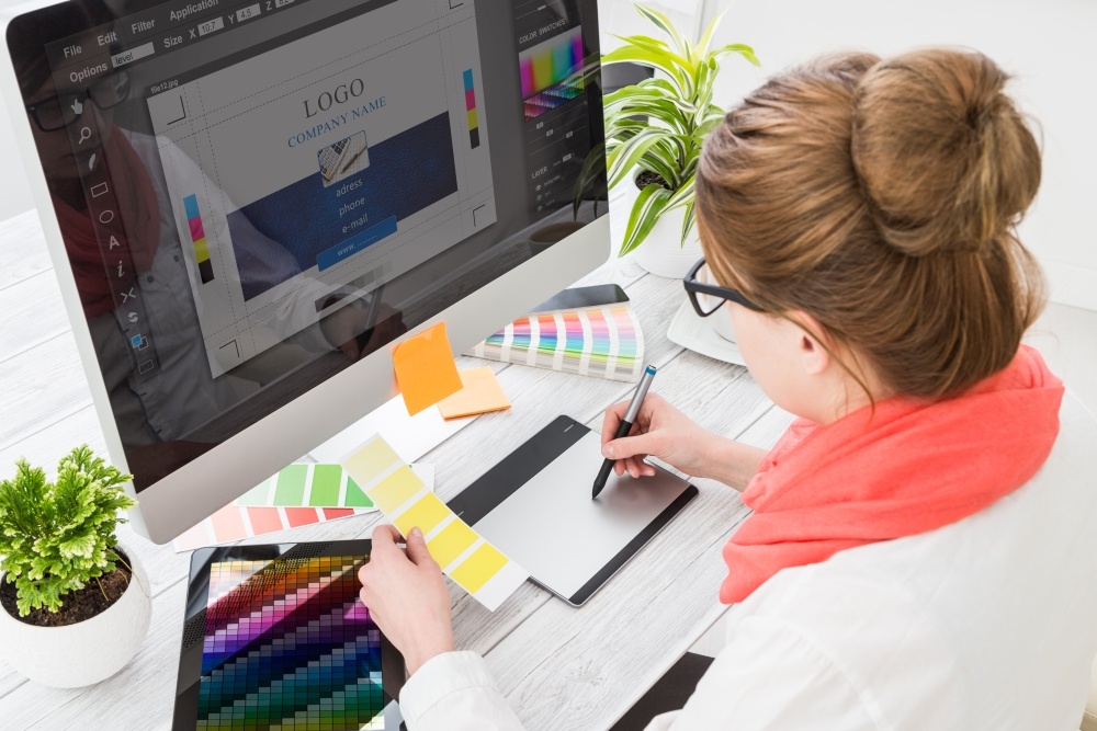 Woman working on graphic designs