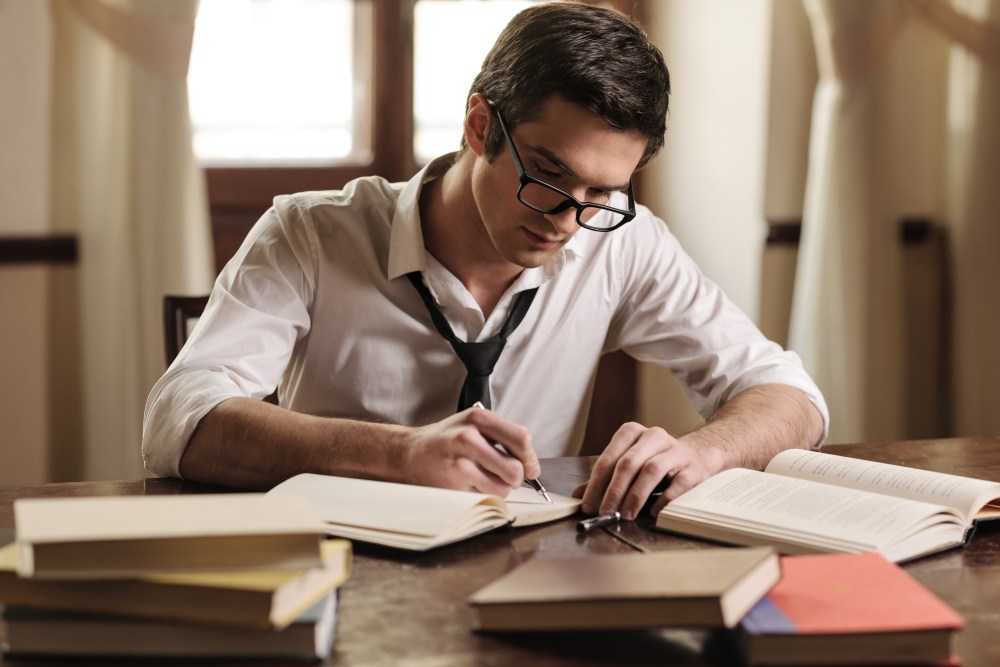 Writer working at a desk