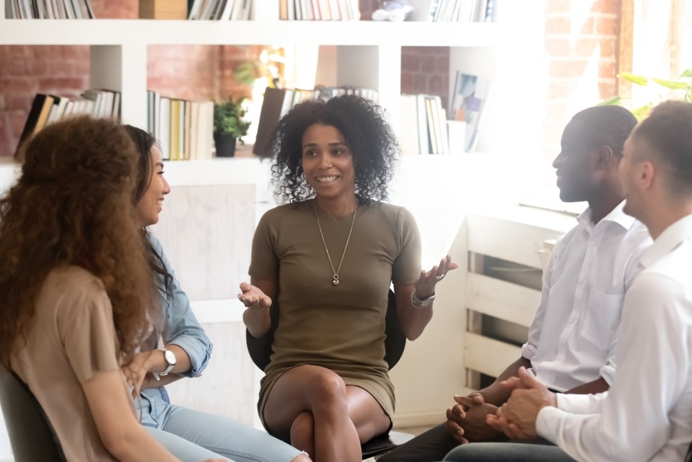 Mental health counselor working with patients